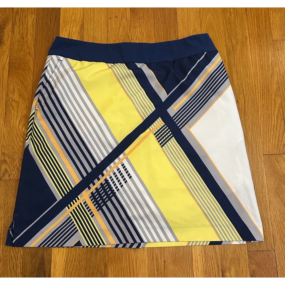EP Pro Golf Skort Womens Medium Yellow Navy Blue Plaid Geometric Athletic Skirt